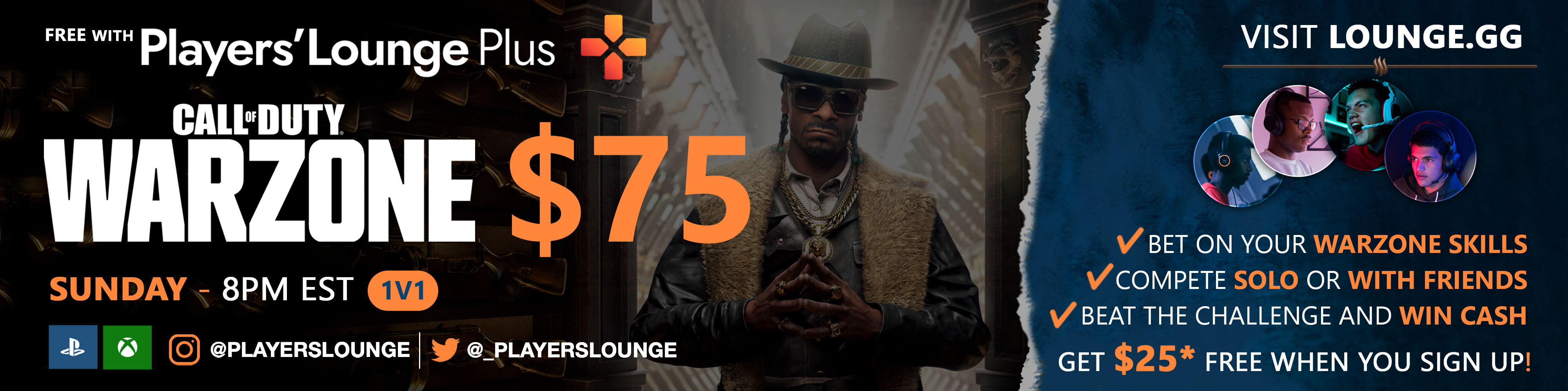 Players' Lounge Sunday 75 1v1 Warzone